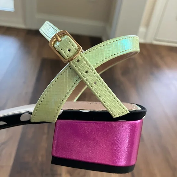 Betsy Johnson like new  Polka Dot Heels with Vibrant Butterfly Accents - Picture 7 of 11